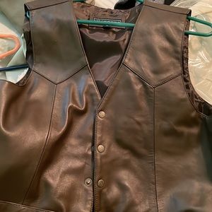 Brown leather vest